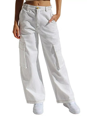 High-Waisted Wide Leg Cargo Jeans -