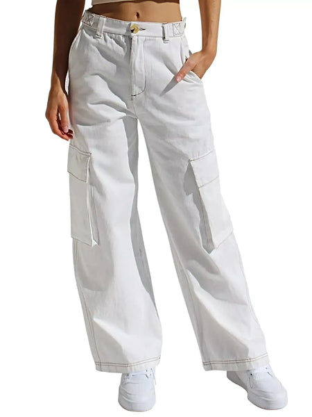High-Waisted Wide Leg Cargo Jeans -
