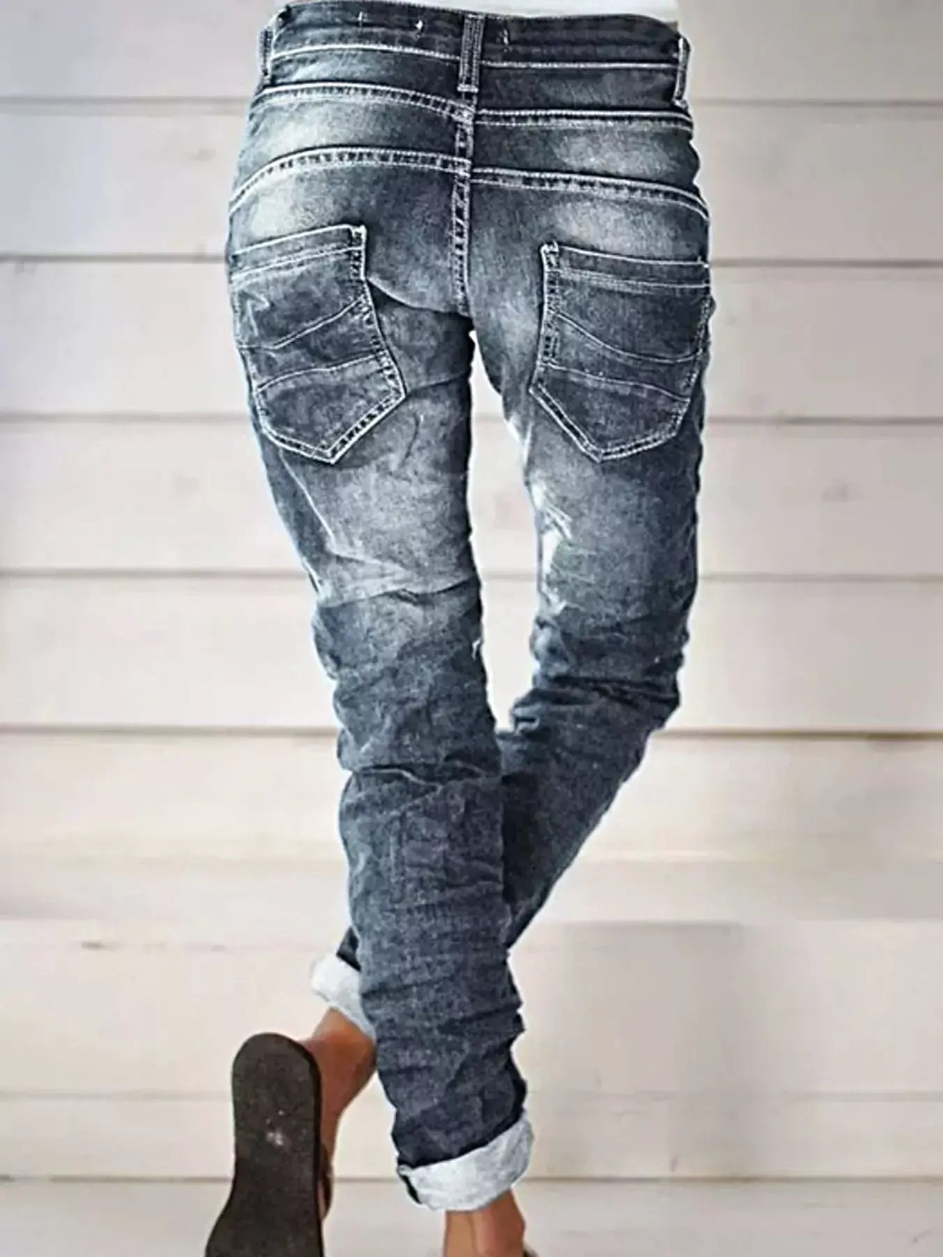 Full Size Washed Button-Fly Jeans Plus Size -