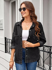 Button Up Long Sleeve Denim Shirt -