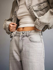 Wide Leg Washed Jeans -