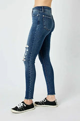 Judy Blue Full Size  High Waist Distressed Skinny Jeans -