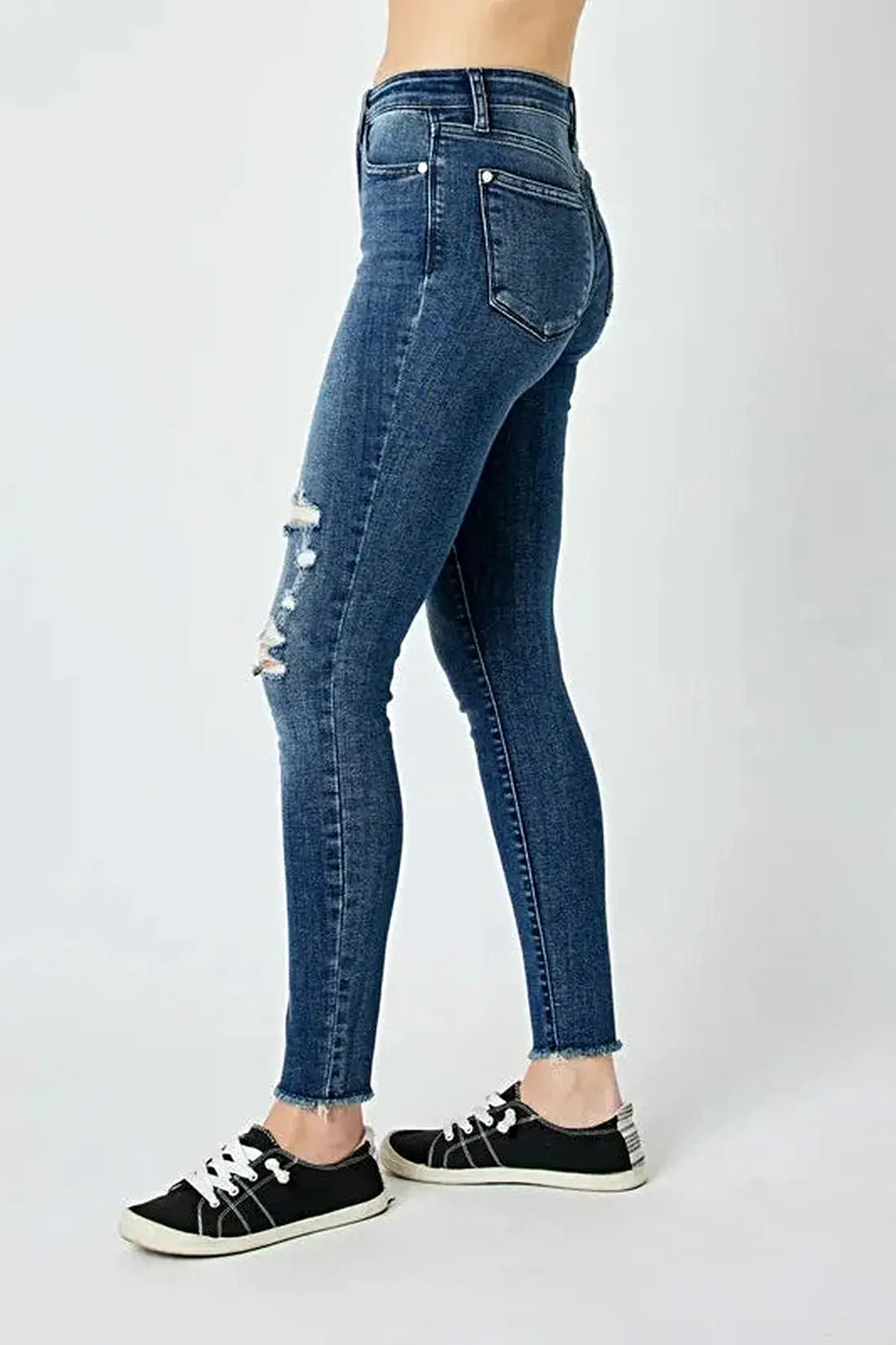 Judy Blue Full Size  High Waist Distressed Skinny Jeans -