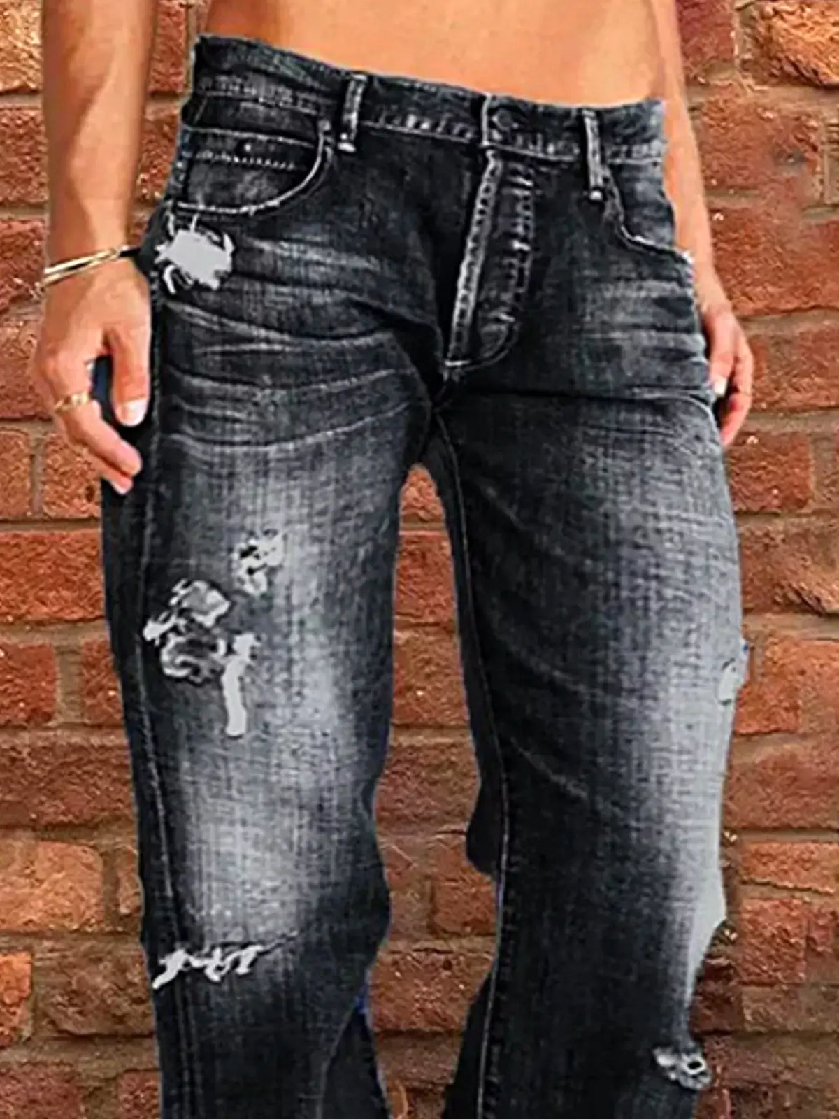 Full Size Distressed Raw Hem Jeans Plus Size -