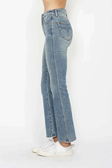 Judy Blue Full Size Tummy Control Back Embroidered Pocketed Bootcut Jeans Plus Size -
