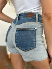 Judy Blue Full Size Color Block Denim Shorts -
