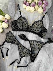 Vanessa Golden Clover Lingerie Set - 3 pcs set
