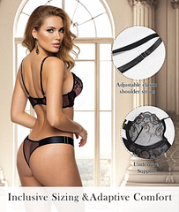 Golden Noir Bloom Lingerie Set - 2 pcs set