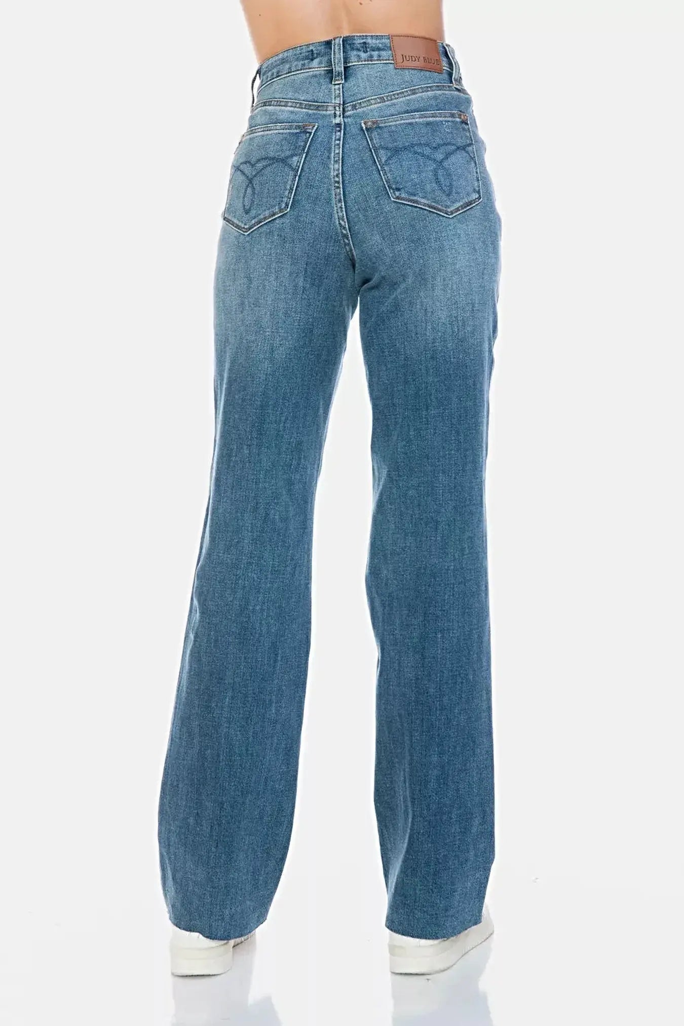 Judy Blue Full Size Tummy Control Cut Raw Hem Straight Jeans -