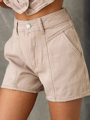 Sleeveless Button-Up Top and Shorts Denim Set -