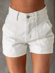 Sleeveless Button-Up Top and Shorts Denim Set -