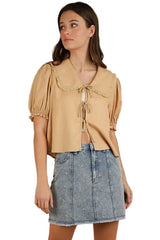 VERY J Bow Printed Casual Denim Mini Skirt -