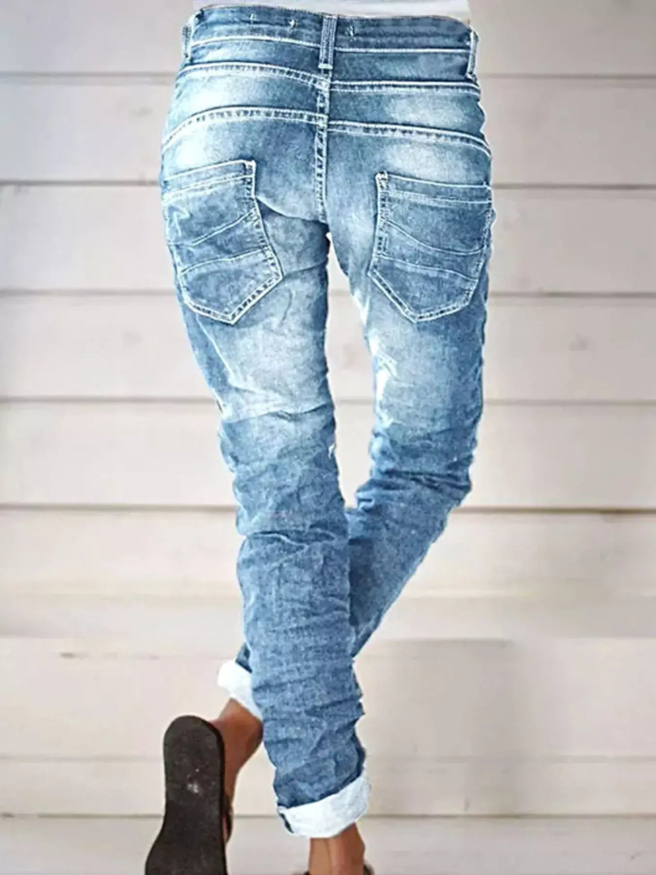 Full Size Washed Button-Fly Jeans Plus Size -