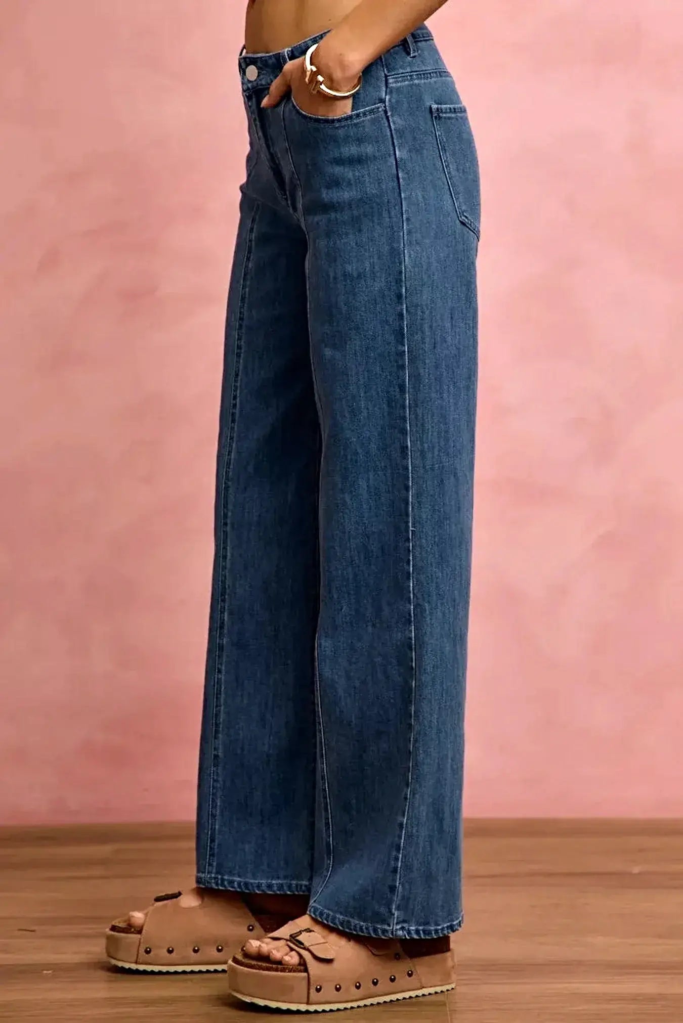 SO ME Seam Detail Mid Rise Stretch Denim Jeans -