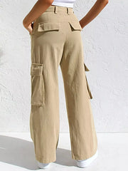 High-Waisted Wide Leg Cargo Jeans -