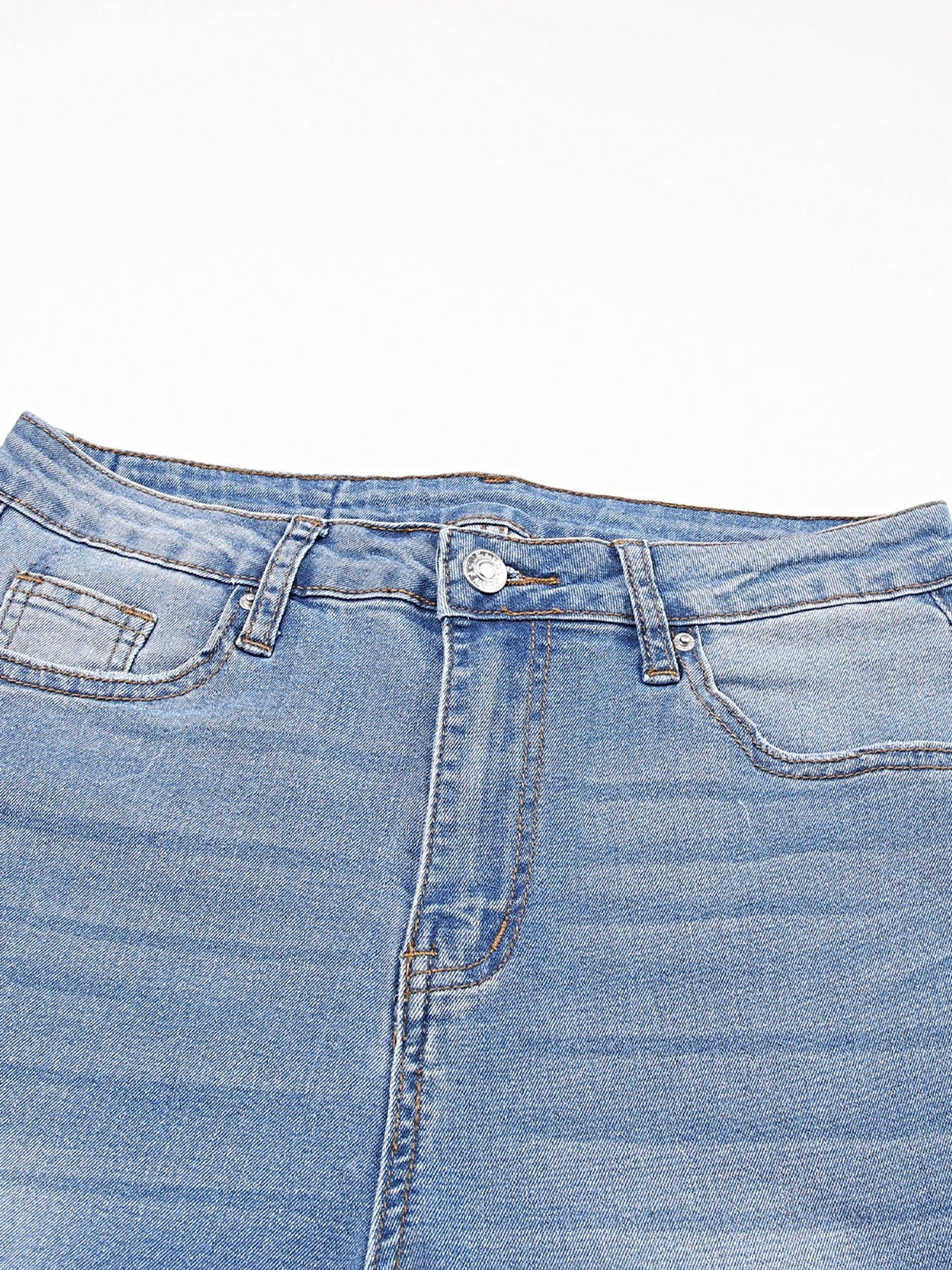 Whiskered Wash Raw Hem Cropped Jeans -