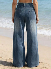 Frayed Hem Wide Leg Jeans -