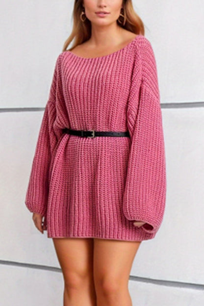 Boat Neck Dropped Shoulder Mini Sweater Dress