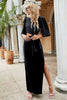 Cutout Split Puff Sleeve Maxi Dress