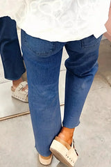 High Waist Straight Leg Jeans -