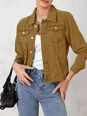 Button Up Long Sleeve Denim Jacket -