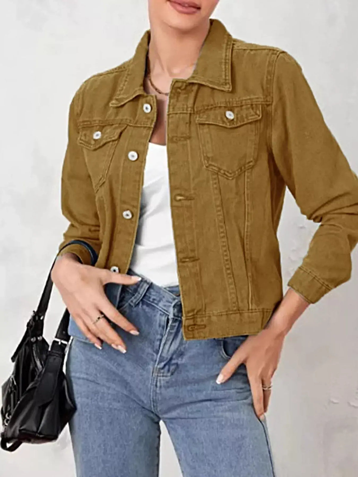 Button Up Long Sleeve Denim Jacket -