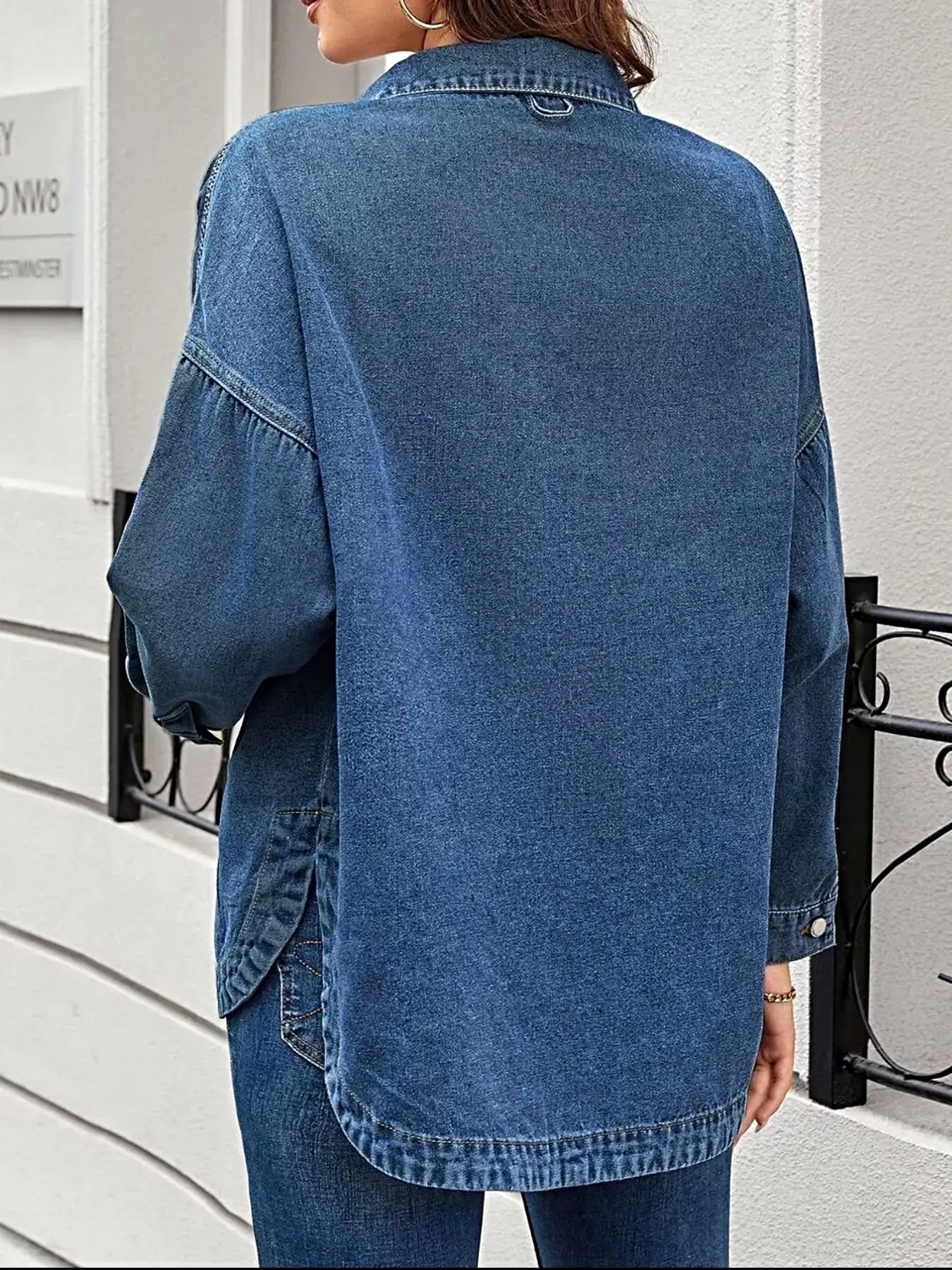 Casual Button Up Loose Fit Denim Jacket -