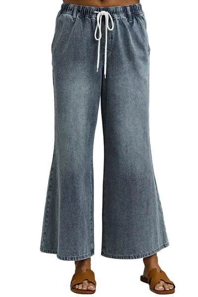 SO ME Mid Rise Elastic Waist Flare Denim Jeans -