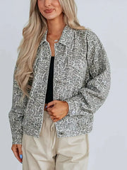 Leopard Button Up Denim Jacket -
