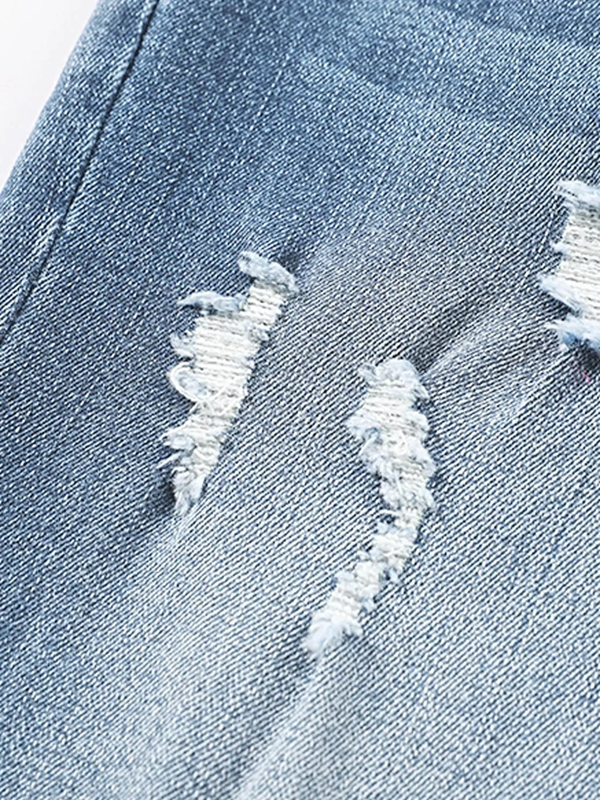 High Waist Distressed Straight Leg Jeans -