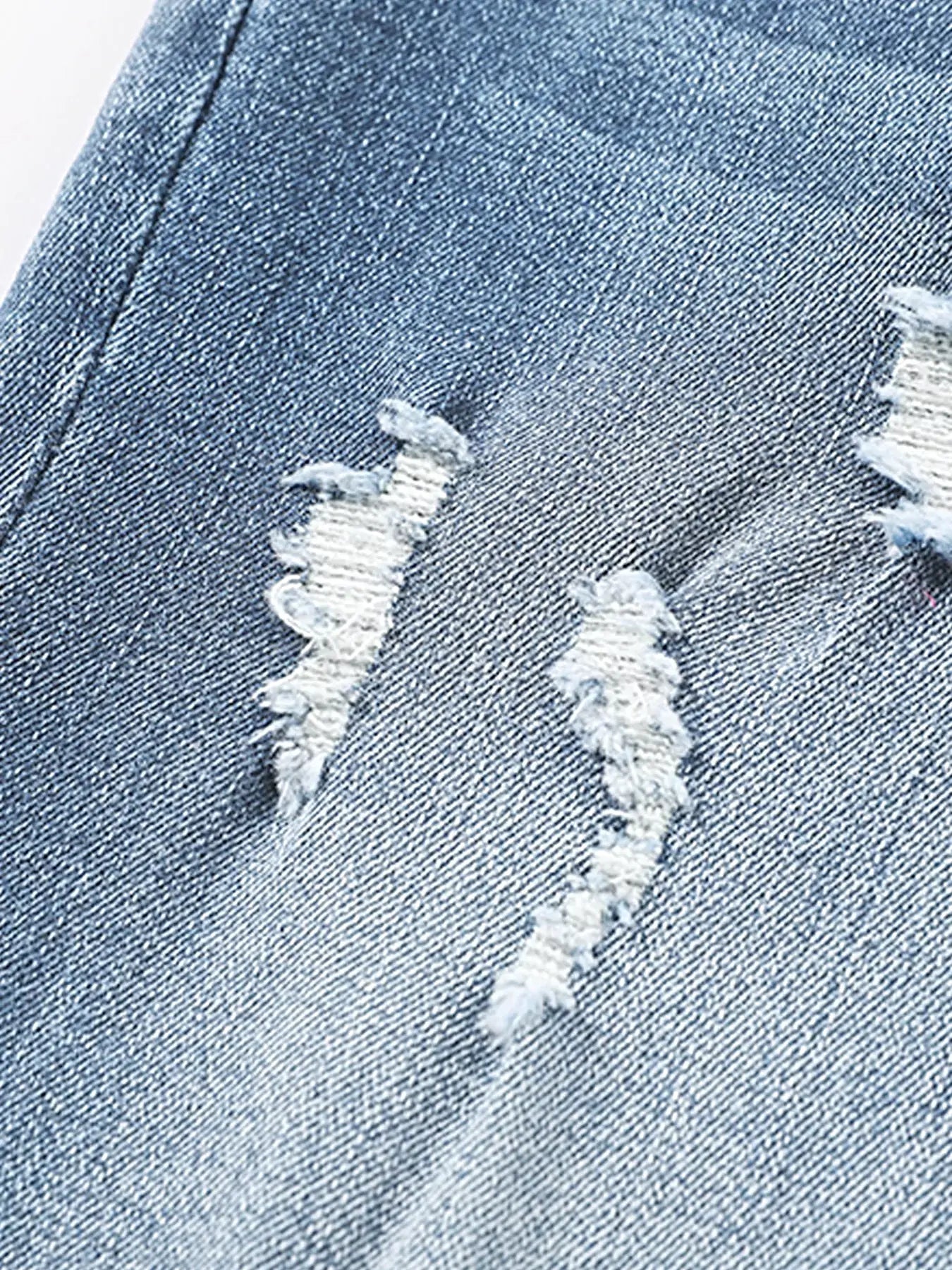High Waist Distressed Straight Leg Jeans -