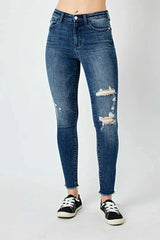 Judy Blue Full Size  High Waist Distressed Skinny Jeans -