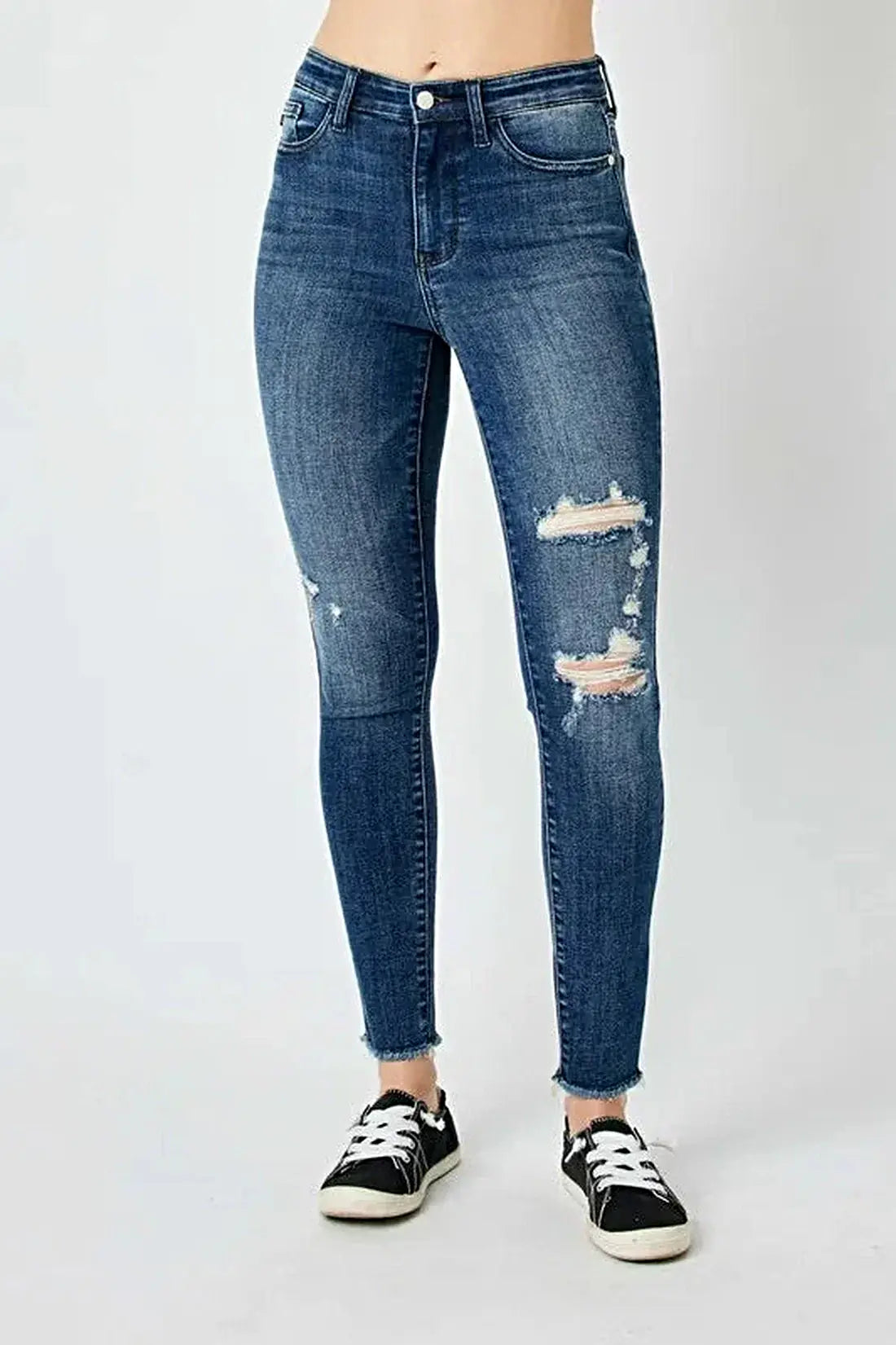 Judy Blue Full Size  High Waist Distressed Skinny Jeans -