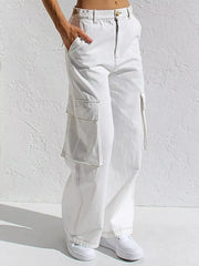 High-Waisted Wide Leg Cargo Jeans -
