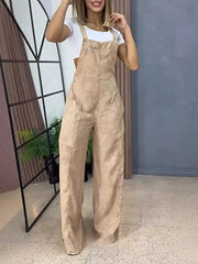 Full Size Vintage Wash Wide Leg Denim Overalls Plus Size -