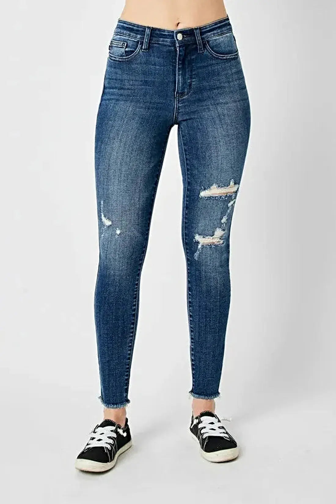 Judy Blue Full Size  High Waist Distressed Skinny Jeans -