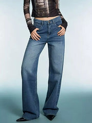 Vintage Wash Wide Leg Jeans -