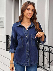 Button Up Long Sleeve Denim Shirt -