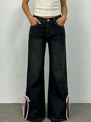 Ribbon Detail Flare Jeans -