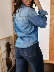 Washed Button Down Denim Shirt -