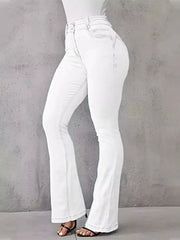 Full Size Wash High-Waisted Flare Jeans Plus Size -