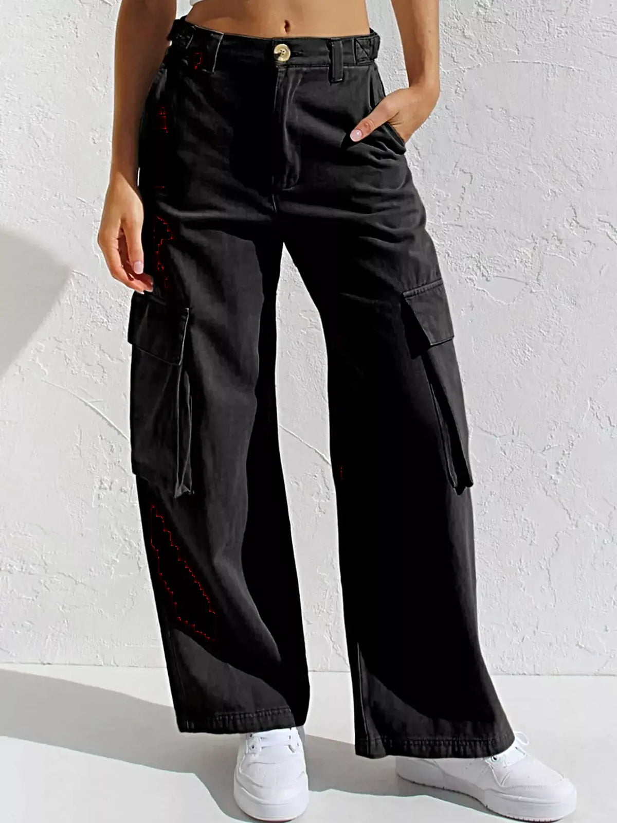 High-Waisted Wide Leg Cargo Jeans -