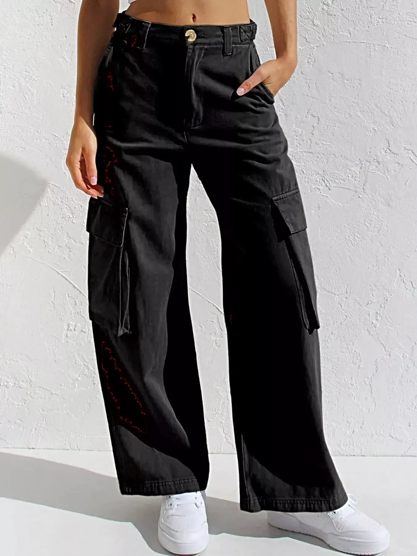 High-Waisted Wide Leg Cargo Jeans -