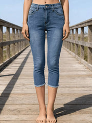 Raw Hem Capris Jeans -