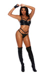 Elegant Moments L1231 Leather bra Set, Underwire cups, Matching g-string