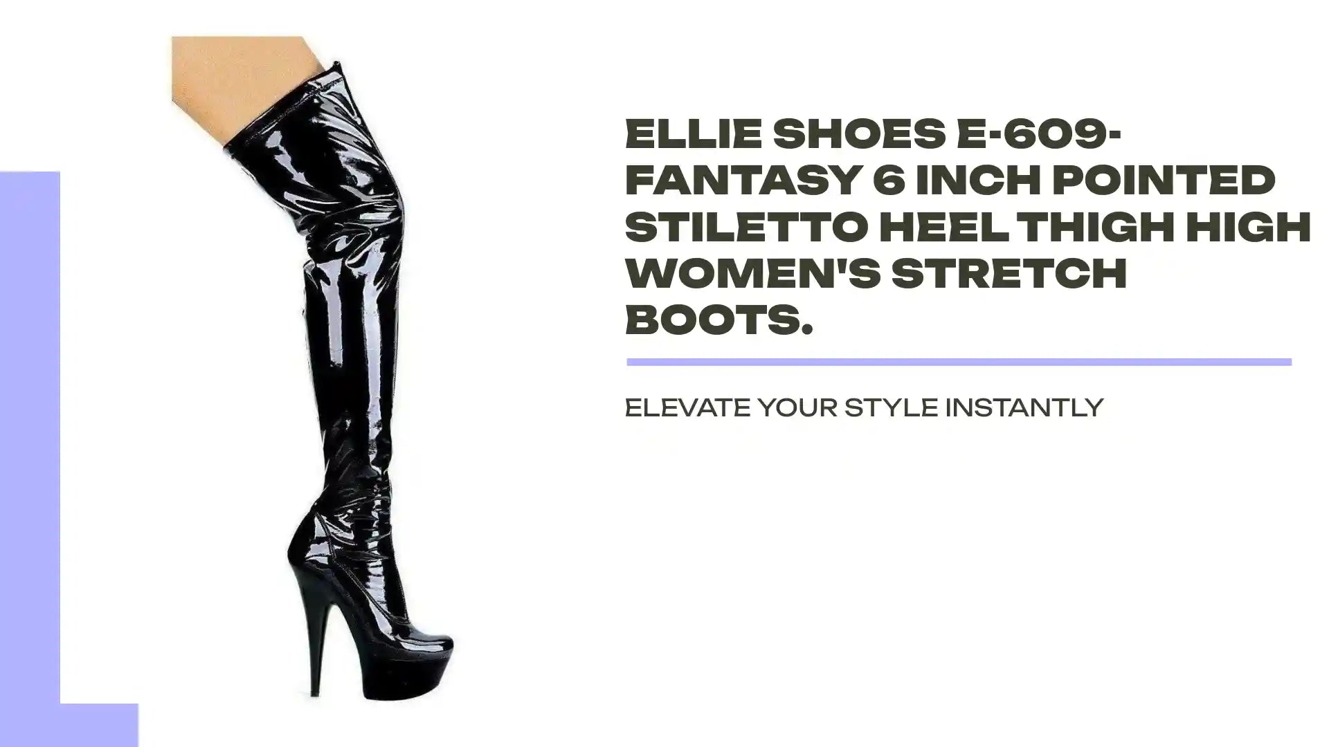 Ellie Shoes E-609-FANTASY 6 Inch Pointed Stiletto Heel Thigh High Women&#039;s Stretch Boots. by@Outfy