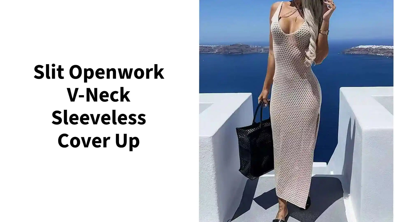 Slit Openwork V-Neck Sleeveless Cover Up by@Outfy