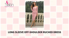 Long Sleeve Off-Shoulder Ruched Dress by@Outfy