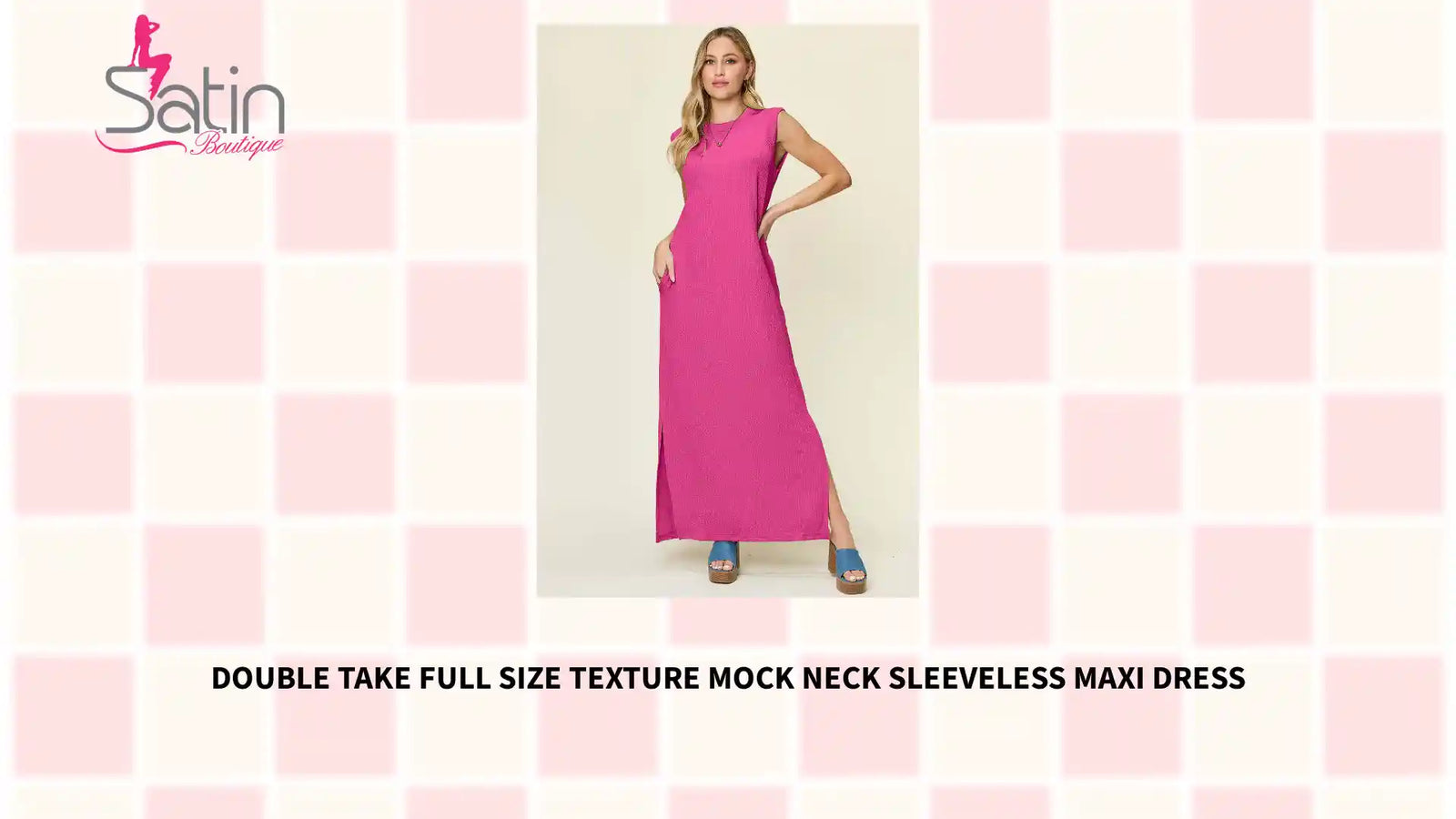 Double Take Full Size Texture Mock Neck Sleeveless Maxi Dress by@Outfy