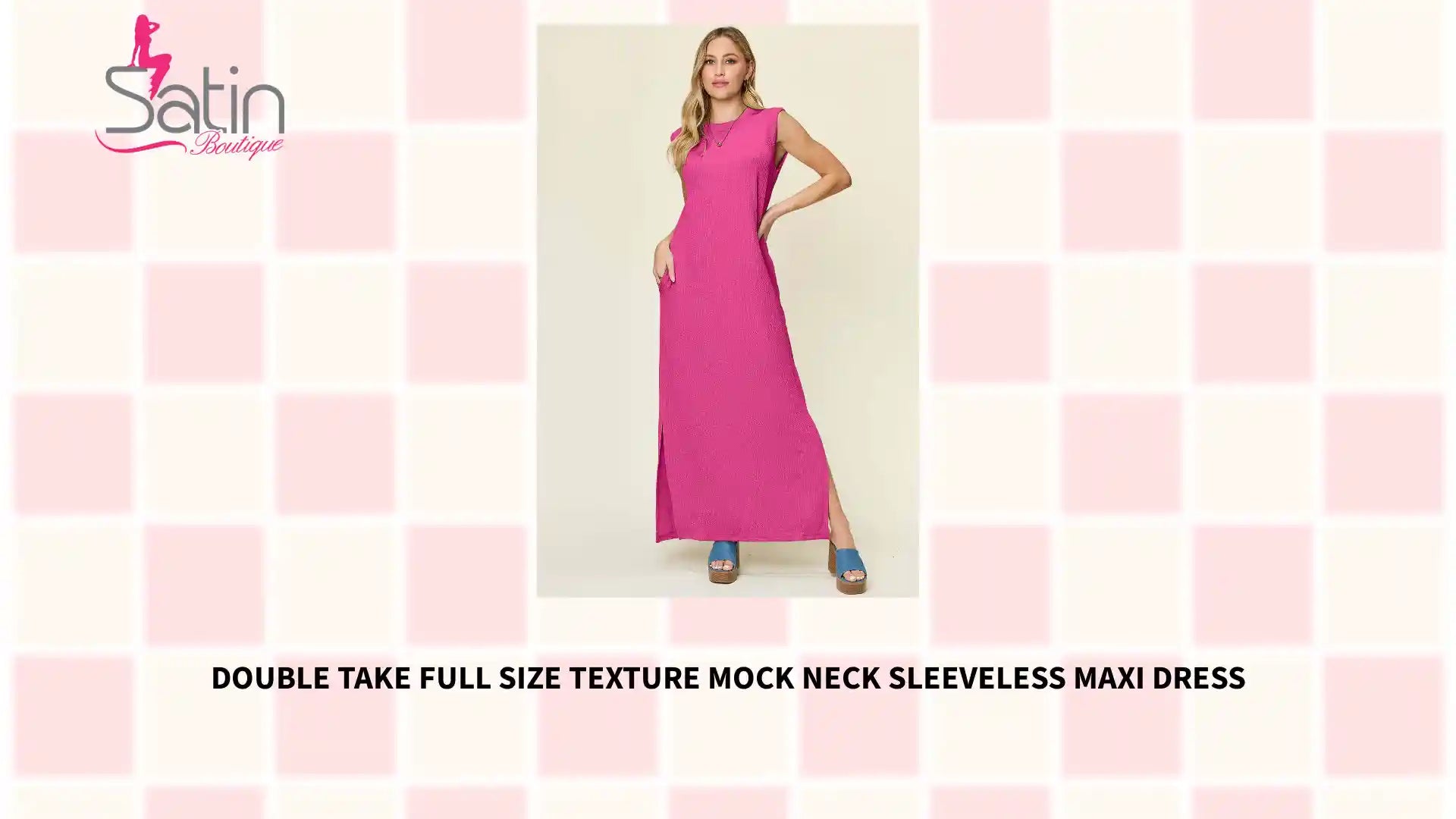 Double Take Full Size Texture Mock Neck Sleeveless Maxi Dress by@Outfy